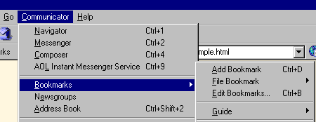 picture of Netscape menu